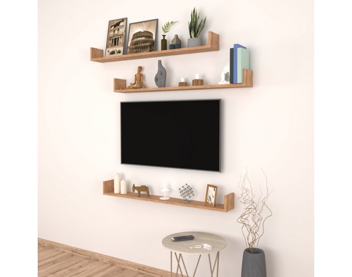 Стенен рафт Höganäs от 3 части, 120x15x12 см, вид дъб []