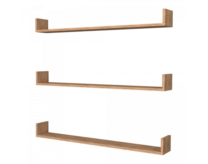 Стенен рафт Höganäs от 3 части, 120x15x12 см, вид дъб []