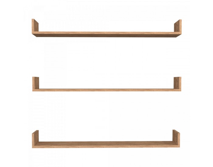 Стенен рафт Höganäs от 3 части, 120x15x12 см, вид дъб []