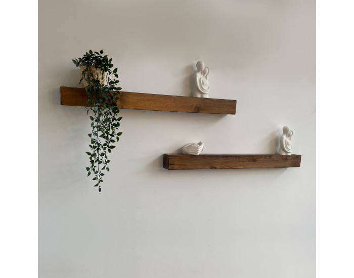 Стенен рафт Munkebo в комплект от 2 броя, борова дървесина, байцвани []