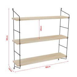 Стенен рафт Myrskylä 59x60x14 cm черен [] - Дневна