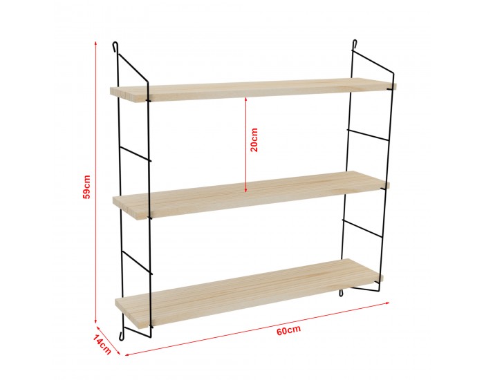 Стенен рафт Myrskylä 59x60x14 cm черен []