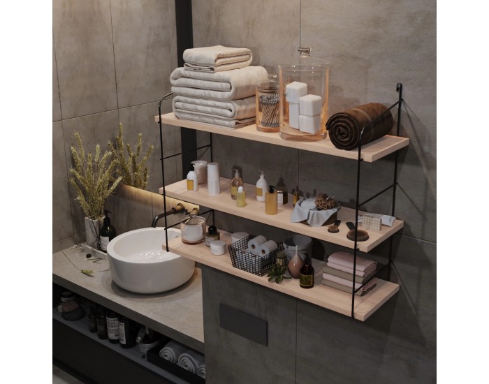 Стенен рафт Myrskylä 59x60x14 cm черен []