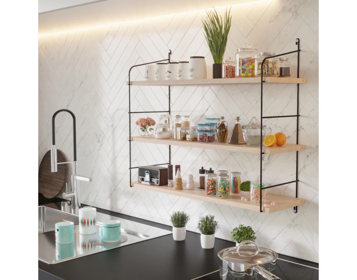 Стенен рафт Myrskylä 59x60x14 cm черен []