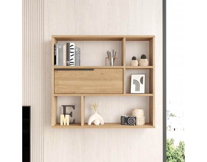 Стенен рафт Vesanto 90x22x81 см дъб вид []
