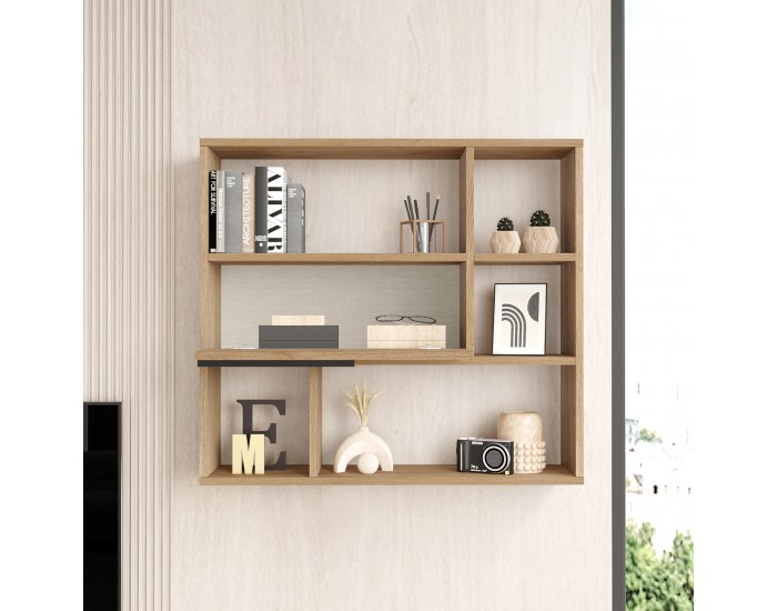 Стенен рафт Vesanto 90x22x81 см дъб вид []