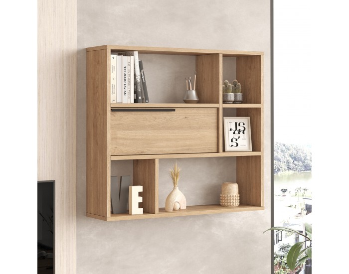 Стенен рафт Vesanto 90x22x81 см дъб вид []