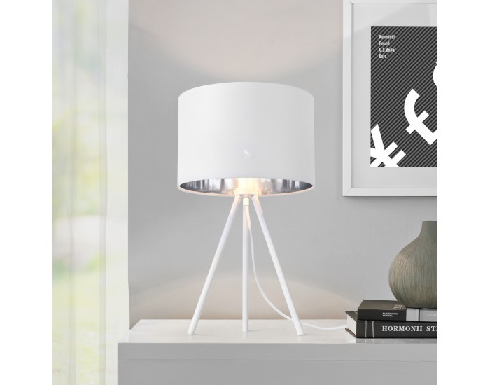 Настолна лампа Metz с абажур E14 Max. 40W бяло Настолна лампа Metz с абажур E14 Max. 40W бяло