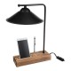 Настолна лампа Folkestone E27 масивно дърво метал черен / дърво []