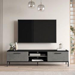 ТВ маса Lempäälä с 2 отделения за съхранение 160 x 35 x 39 cm вид на бетон/черен [] - Sonata G