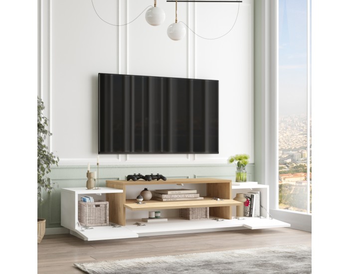 ТВ маса Firås 160x38x39 см дъб/бяло []