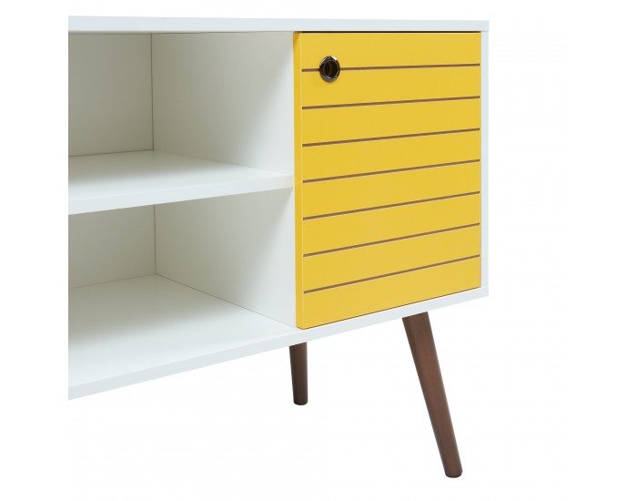 ТВ шкаф Vare 100x40x66 см Бял/Жълт []