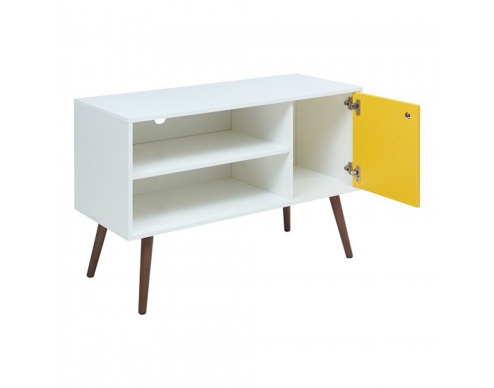 ТВ шкаф Vare 100x40x66 см Бял/Жълт []