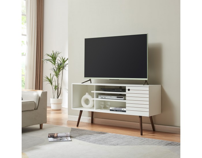 ТВ шкаф Vare 130x40x66 см Бял []