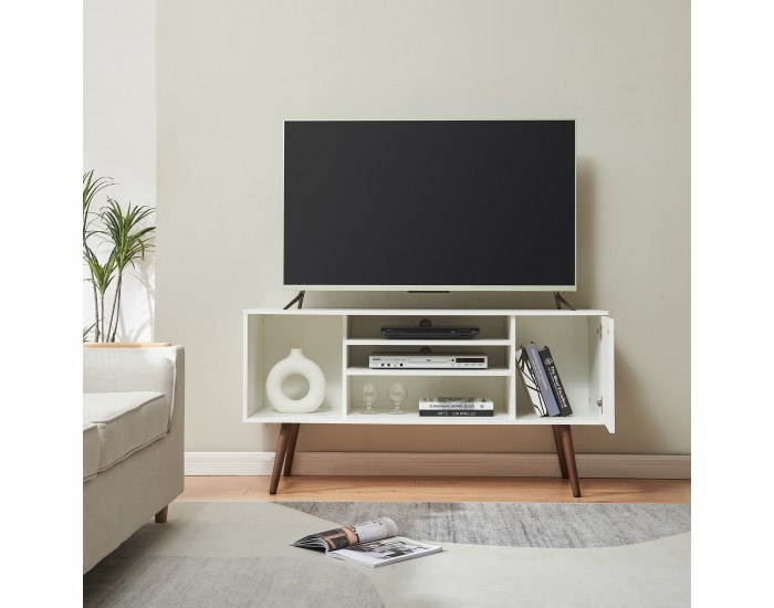 ТВ шкаф Vare 130x40x66 см Бял []