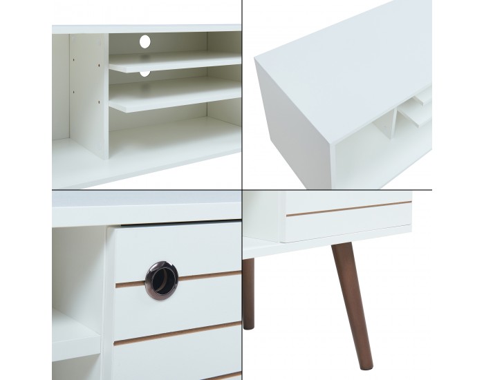 ТВ шкаф Vare 130x40x66 см Бял []