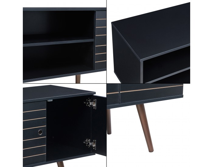 ТВ шкаф Vare 160x40x66 см Черен []