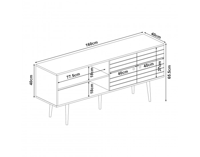ТВ шкаф Vare 160x40x66 см Черен []