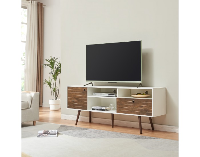 Шкаф за телевизор Vare 165x40x66 см бяло/орех []