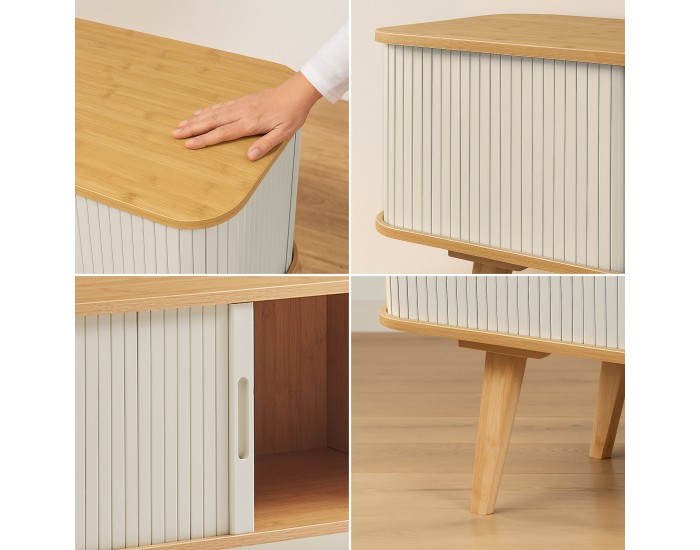 ТВ шкаф Tysvær 120x40x58 см бамбук/кремаво бял []