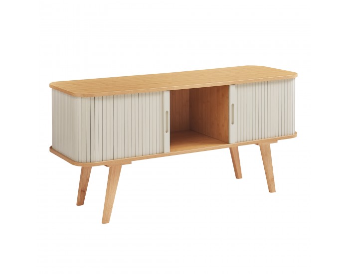 ТВ шкаф Tysvær 120x40x58 см бамбук/кремаво бял []