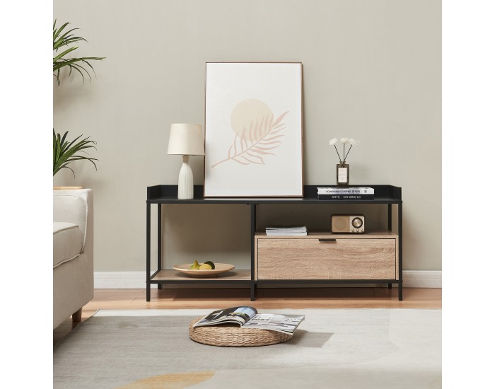 ТВ маса Belana 120x40x54 см черен/изглед дъб []