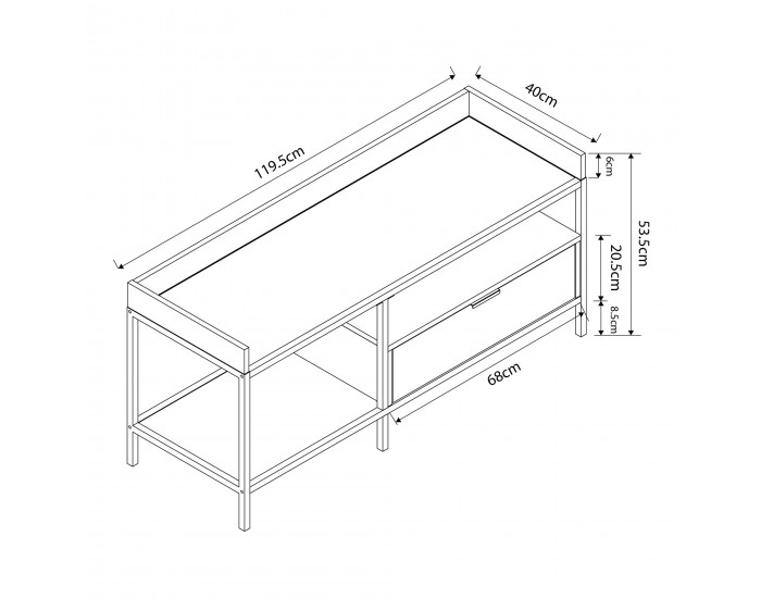 ТВ маса Belana 120x40x54 см черен/изглед дъб []