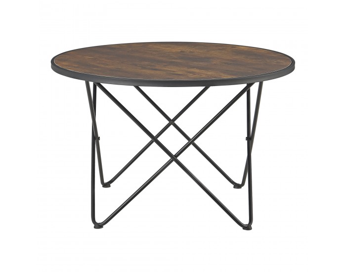 Маса за кафе Goskamark 80x50 см стоманена рамка в тон тъмно дърво []