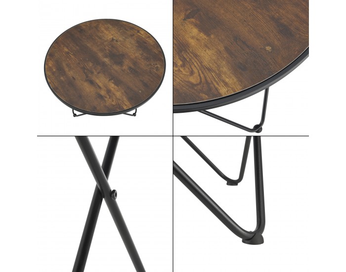 Маса за кафе Goskamark 80x50 см стоманена рамка в тон тъмно дърво []