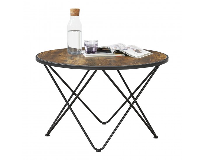 Маса за кафе Goskamark 80x50 см стоманена рамка в тон тъмно дърво []