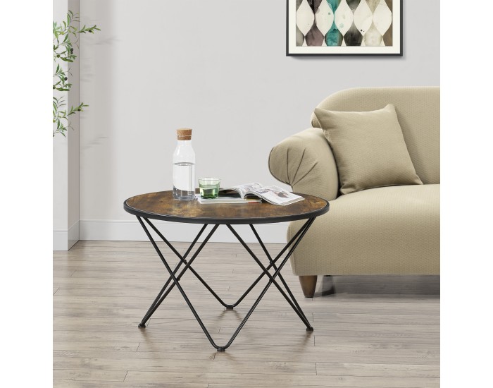 Маса за кафе Goskamark 80x50 см стоманена рамка в тон тъмно дърво []