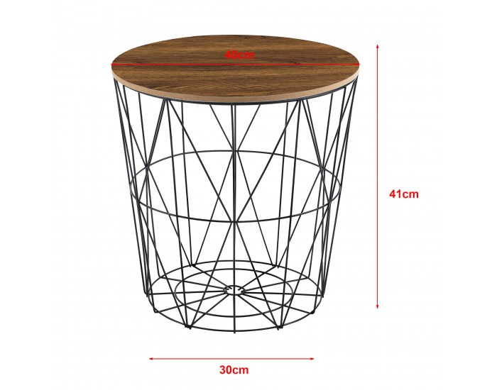 Метална кошница Помощна масичка Codogno комплект от 2 черен / античен дъб
