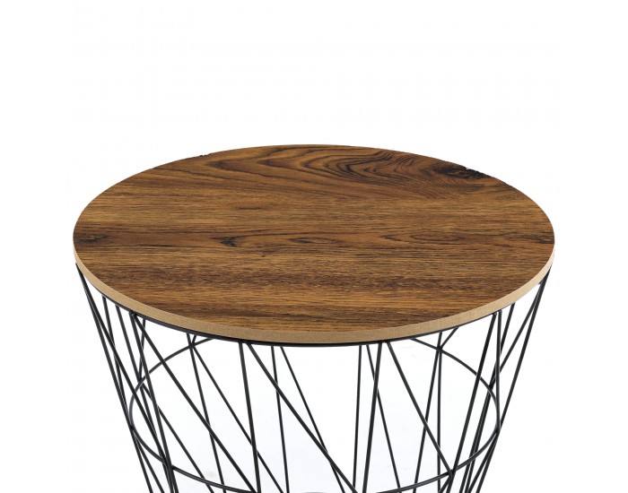 Метална кошница Помощна масичка Codogno комплект от 2 черен / античен дъб