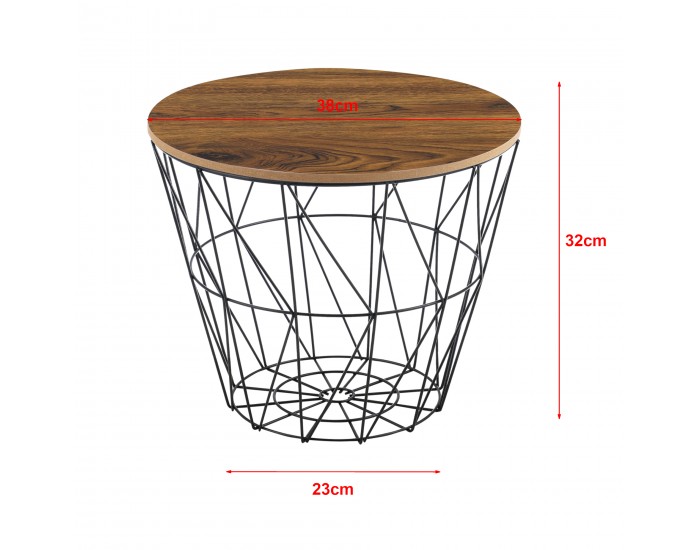 Метална кошница Помощна масичка Codogno комплект от 2 черен / античен дъб
