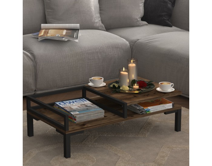 Холна маса Ibestad 90x50x28см рустик дъб []