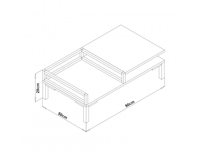 Холна маса Ibestad 90x50x28см рустик дъб []