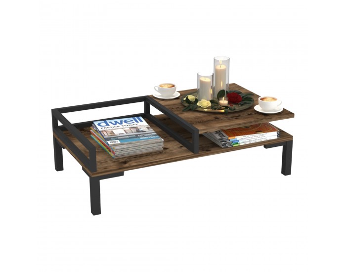 Холна маса Ibestad 90x50x28см рустик дъб []