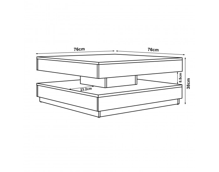 Холна маса Florence 76x76x38 см светло сива []