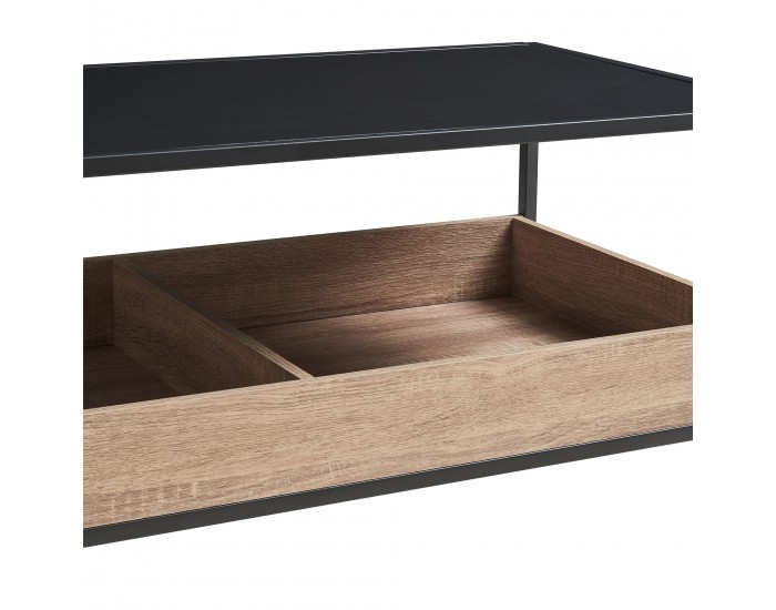 Маса за кафе Belana 100x48x39 см черен/изглед дъб []