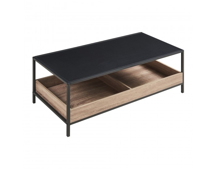 Маса за кафе Belana 100x48x39 см черен/изглед дъб []