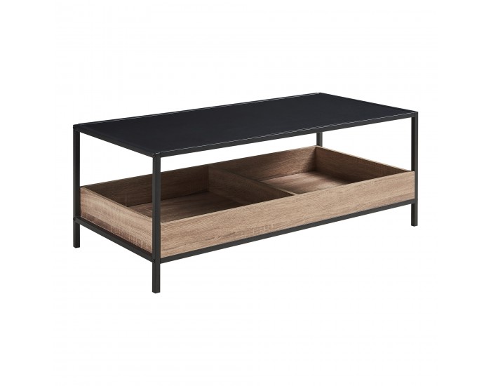 Маса за кафе Belana 100x48x39 см черен/изглед дъб []