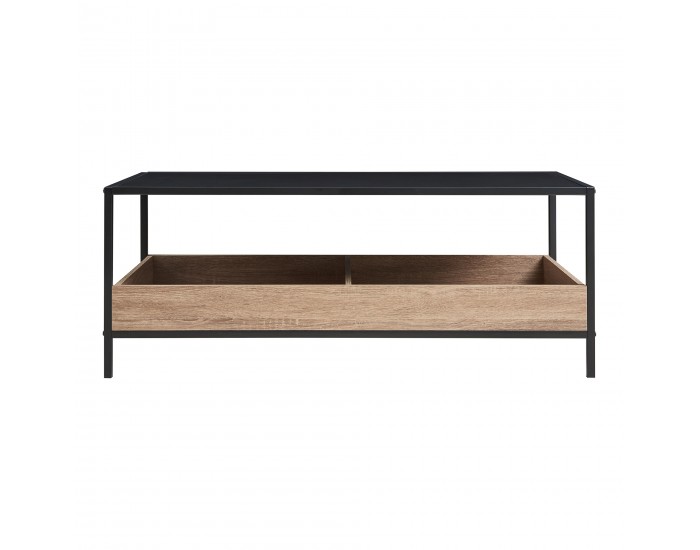 Маса за кафе Belana 100x48x39 см черен/изглед дъб []