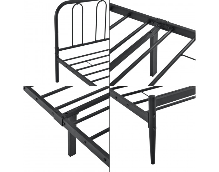 Метално легло Ханк 90х200см черно