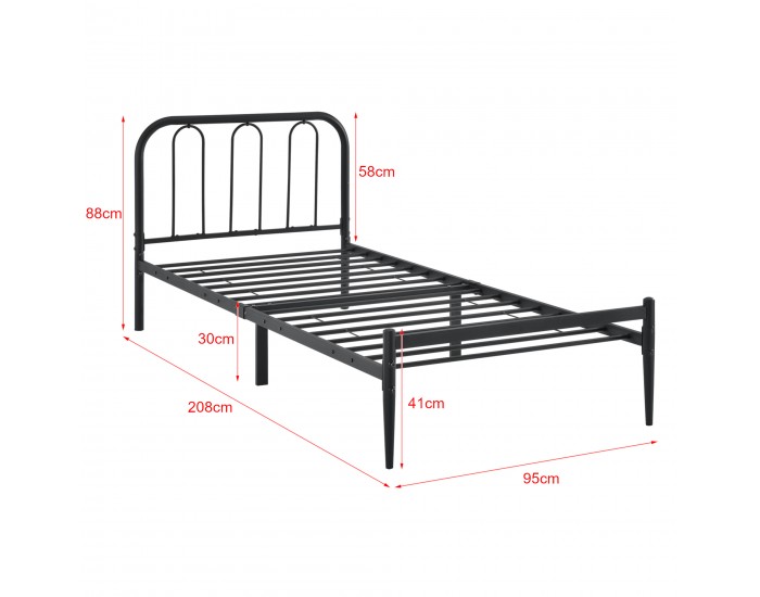 Метално легло Ханк 90х200см черно