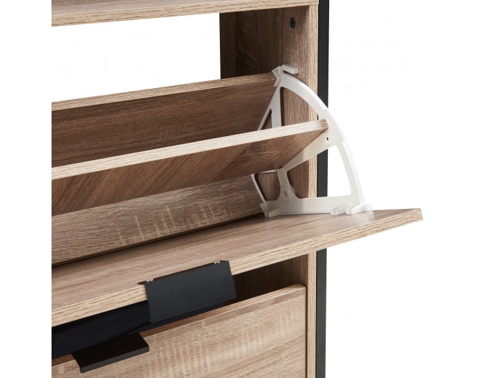 Поставка за обувки Belana с 2 капака 116x60x24 см черен/изглед дъб []