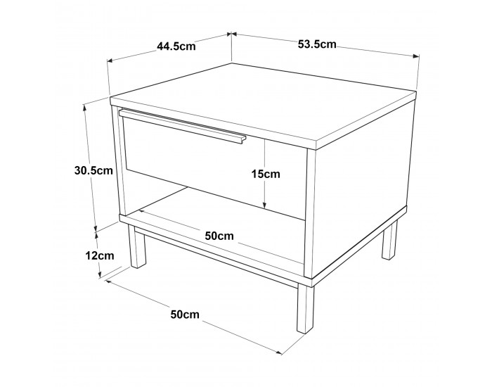 Нощно шкафче Vesanto 43x54x45 см вид дъб []