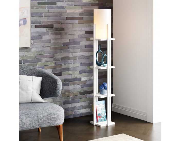 Подова лампа Stourbridge с рафтове бяла []