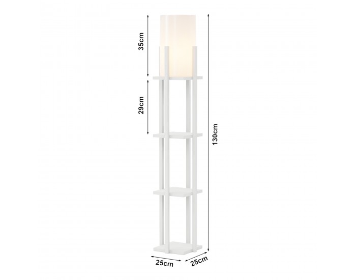 Подова лампа Stourbridge с рафтове бяла []