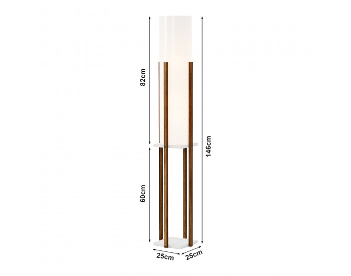 Подова лампа Gisborne с рафт бяло/орех []