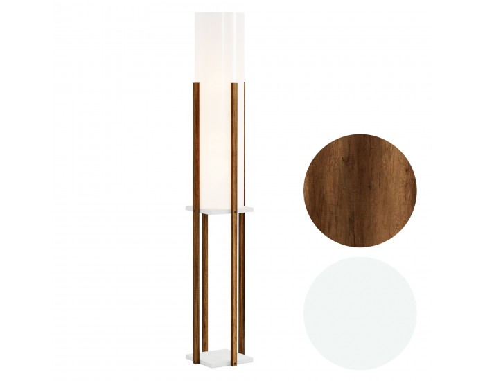 Подова лампа Gisborne с рафт бяло/орех []